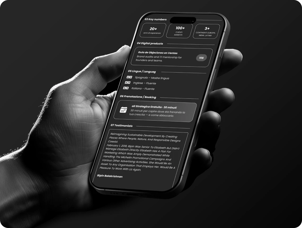 Smartphone showing a MERK professional profile