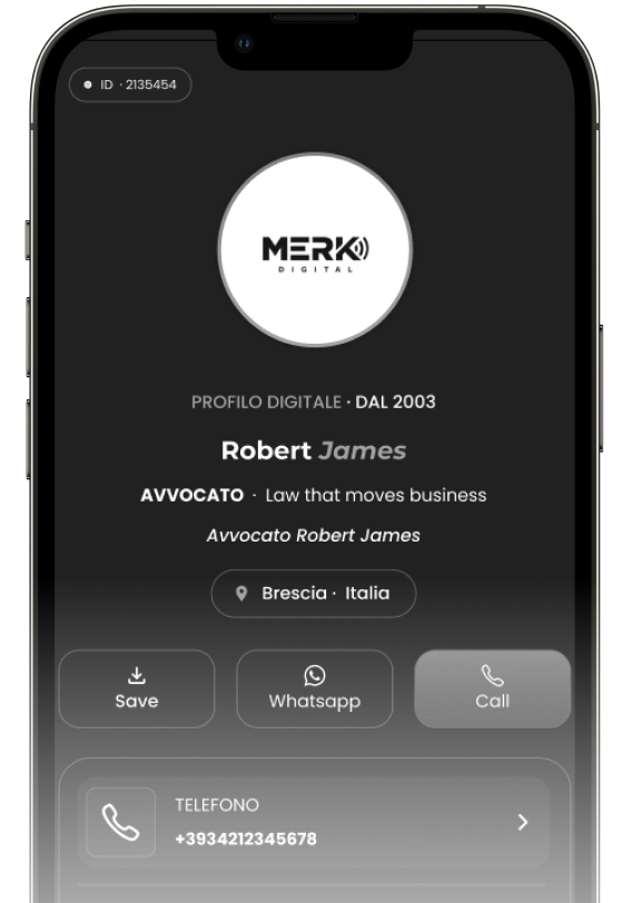 MERK professional profile on a smartphone